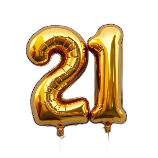 3d render, 21st, birthday, balloon transparent PNG cut-out