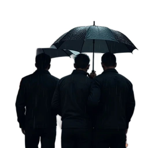 umbrella, jacket, staff, hat transparent PNG cut-out