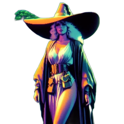 hat, staff, dress, concept art transparent PNG cut-out