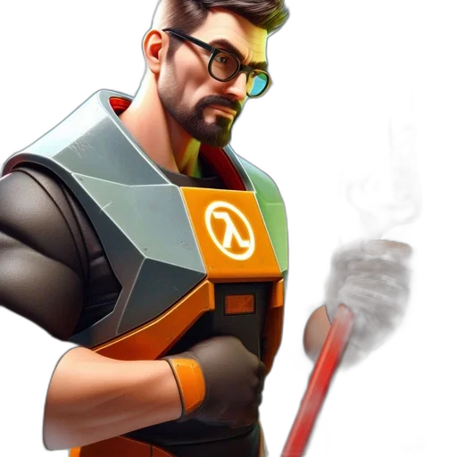 staff, weapon, jacket, robot transparent PNG cut-out