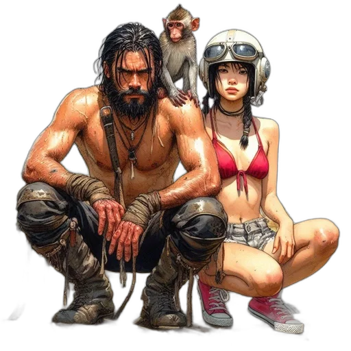 concept art, comic book art, cyberpunk, fantasy art transparent PNG cut-out