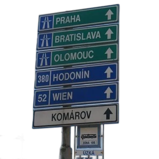 sign, directions, prague, bratislava transparent PNG cut-out