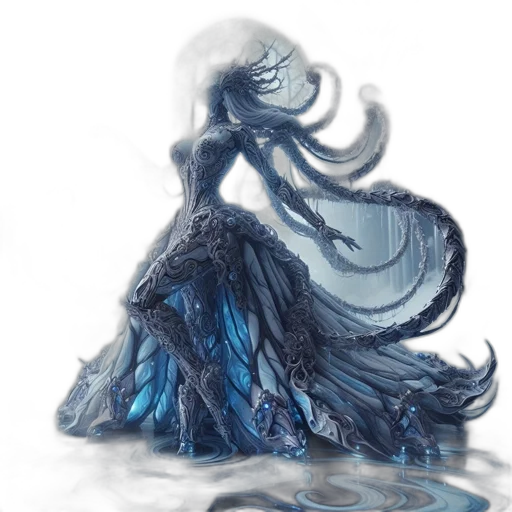 dress, hair, dragon, creature transparent PNG cut-out