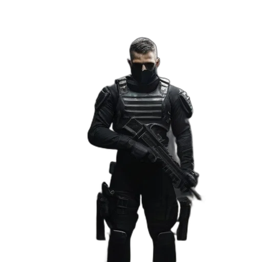 weapon, mask, staff, jacket transparent PNG cut-out