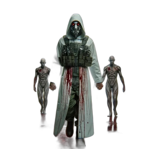 concept art, 3d render, cyberpunk, hooded transparent PNG cut-out