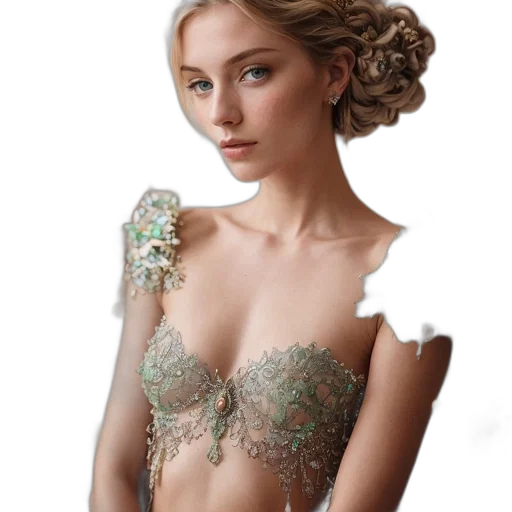dress, crown, jewelry, fantasy art transparent PNG cut-out