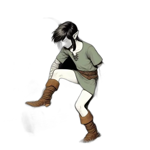 jacket, shoes, staff, weapon transparent PNG cut-out