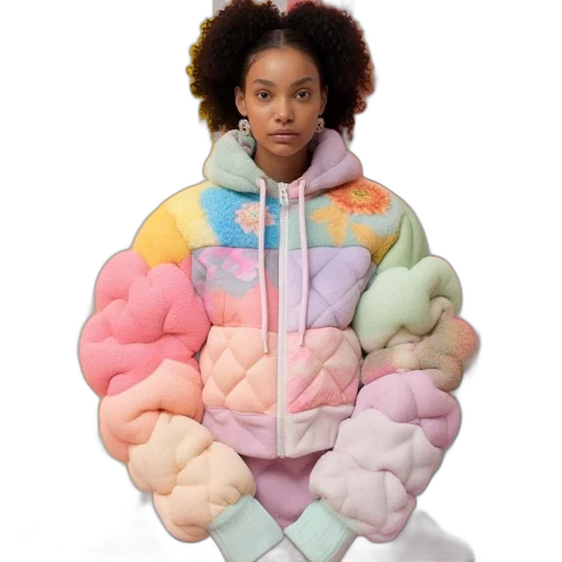 jacket, dress, 3d render, vaporwave transparent PNG cut-out