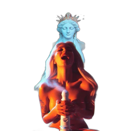 crown, mask, vaporwave, concept art transparent PNG cut-out
