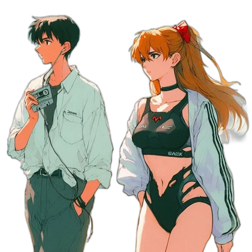 jacket, dress, vaporwave, anime transparent PNG cut-out