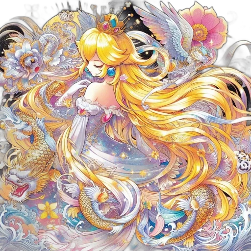 dragon, crown, staff, hair transparent PNG cut-out