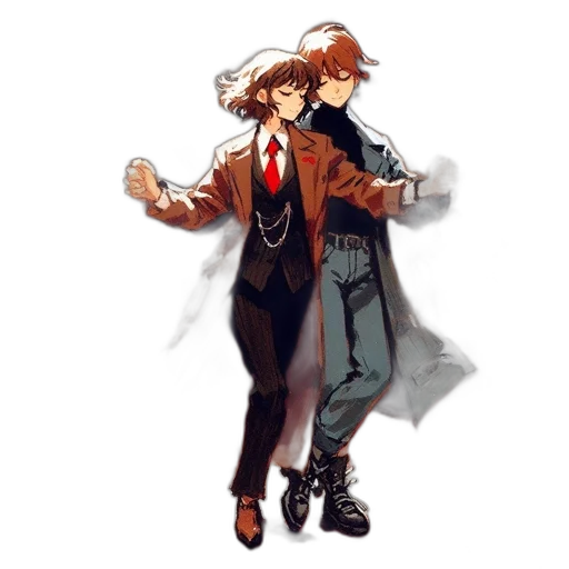 jacket, hat, staff, concept art transparent PNG cut-out