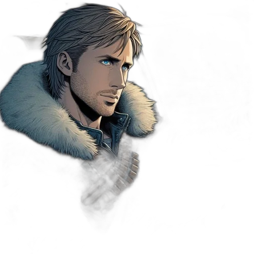 jacket, face, weapon, sword transparent PNG cut-out