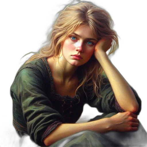 face, jewelry, oil painting, photorealistic transparent PNG cut-out