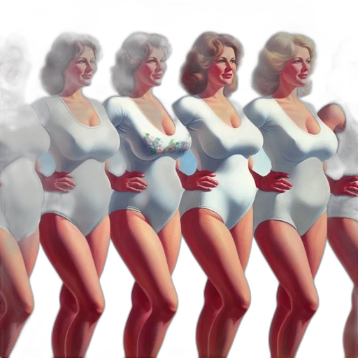 concept art, 3d render, five, women transparent PNG cut-out