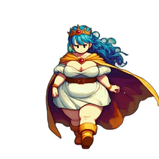 dress, crown, staff, pixel art transparent PNG cut-out