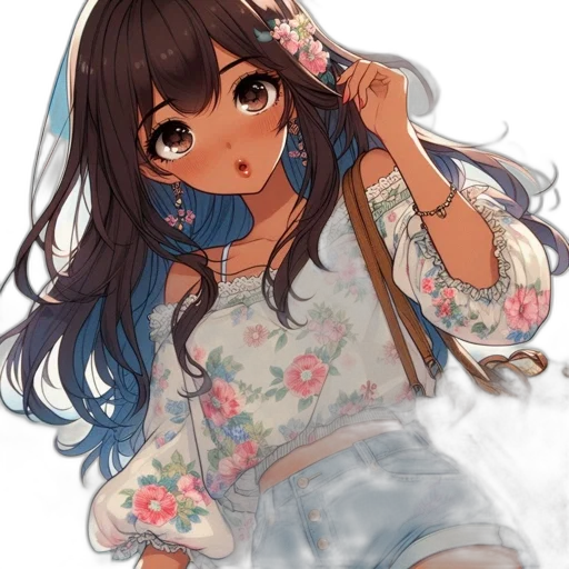 dress, flower, face, jewelry transparent PNG cut-out