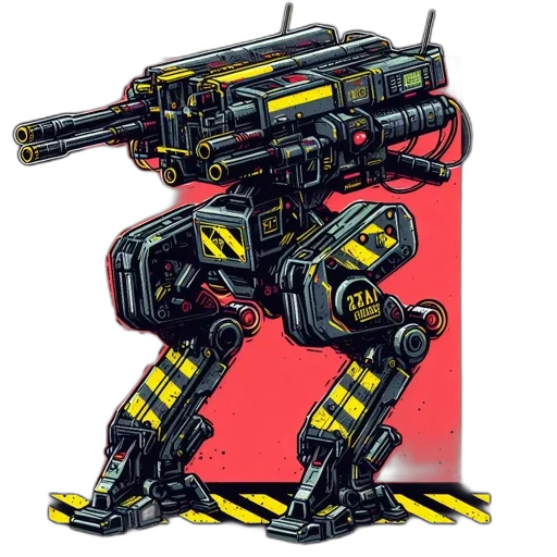 robot, weapon, concept art, pixel art transparent PNG cut-out