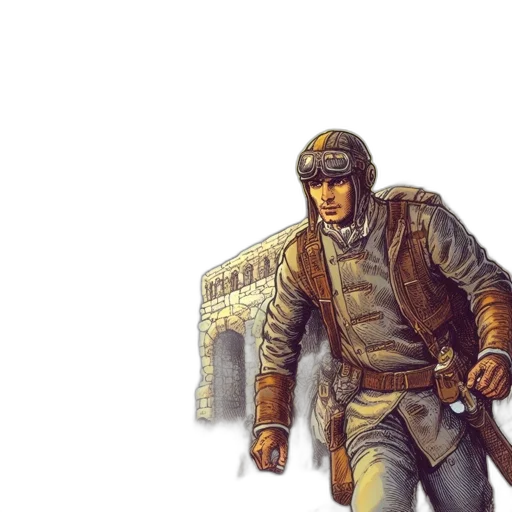 jacket, weapon, concept art, comic book art transparent PNG cut-out