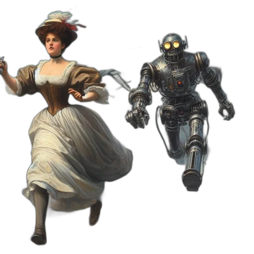 robot, concept art, fantasy art, 3d render transparent PNG cut-out