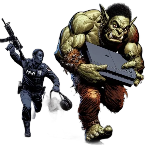 comic book art, concept art, fantasy art, orc-like transparent PNG cut-out