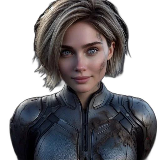face, jacket, hair, robot transparent PNG cut-out
