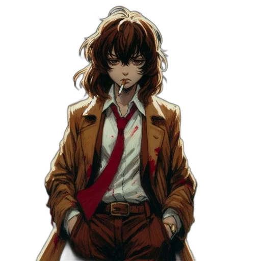 jacket, staff, comic book art, concept art transparent PNG cut-out