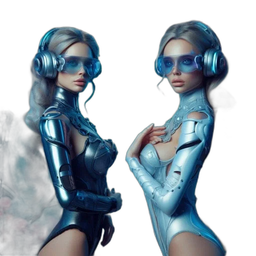 robot, concept art, cyberpunk, 3d render transparent PNG cut-out