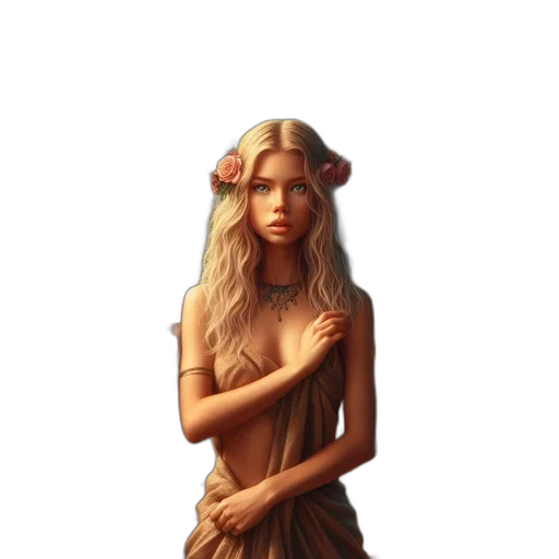 dress, staff, jewelry, face transparent PNG cut-out