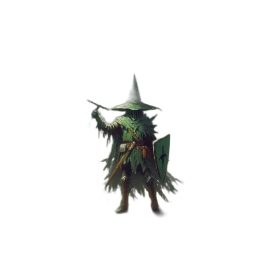 hat, staff, mask, creature transparent PNG cut-out