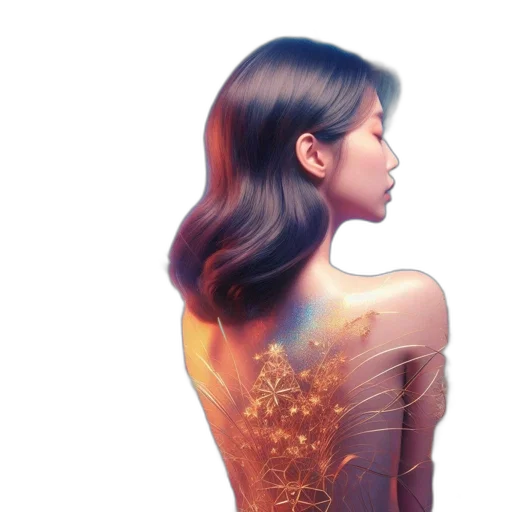 dress, hair, photorealistic, watercolor transparent PNG cut-out
