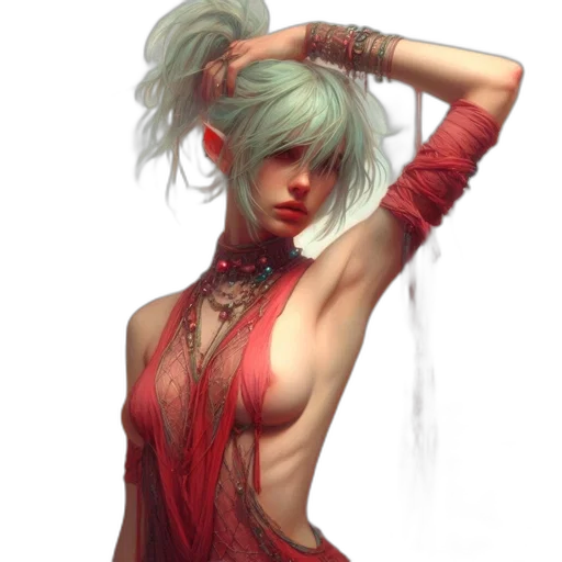 dress, staff, jewelry, face transparent PNG cut-out