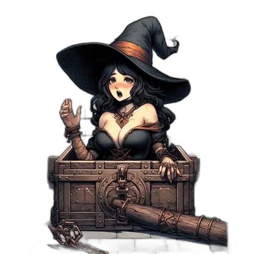 staff, hat, dress, fantasy art transparent PNG cut-out