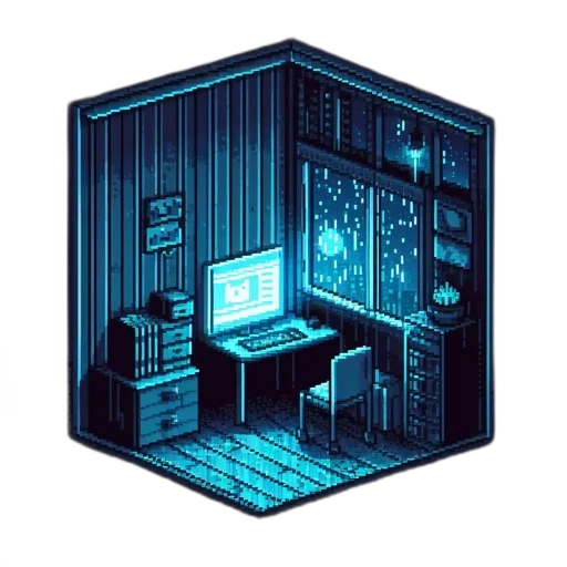 furniture, robot, building, pixel art transparent PNG cut-out