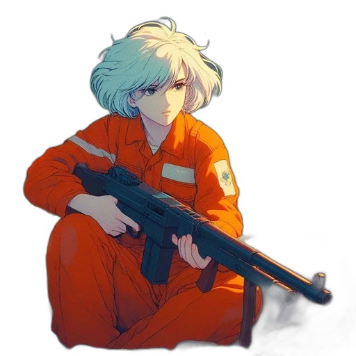 weapon, staff, jacket, robot transparent PNG cut-out