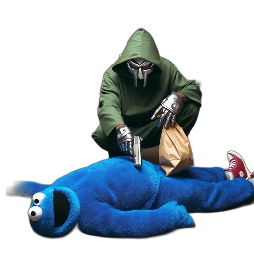 mask, jacket, creature, weapon transparent PNG cut-out
