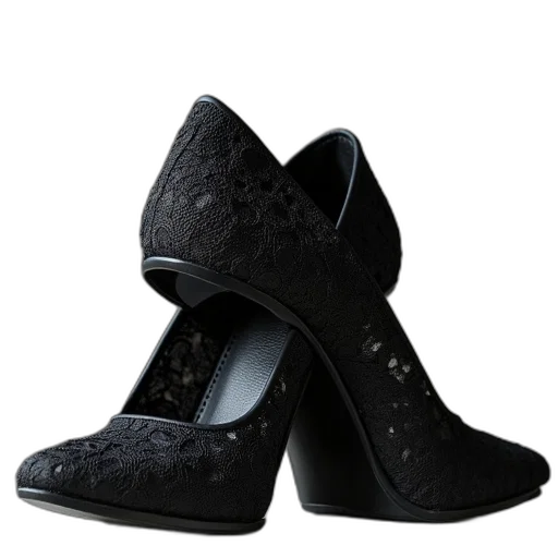 shoes, pair, black, lace transparent PNG cut-out