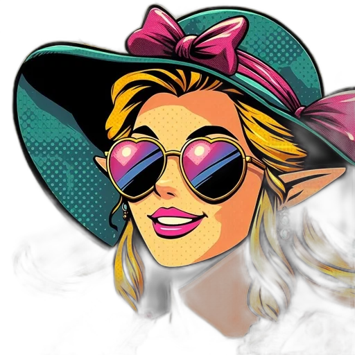hat, cartoon, fantasy art, vaporwave transparent PNG cut-out