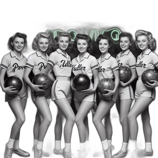 women, vintage, bowling, uniforms transparent PNG cut-out