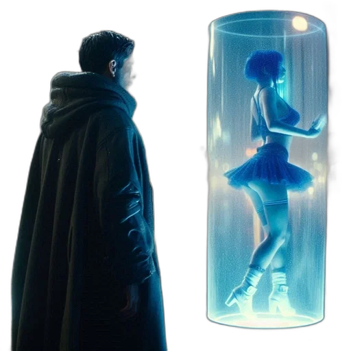 dress, concept art, cyberpunk, comic book art transparent PNG cut-out