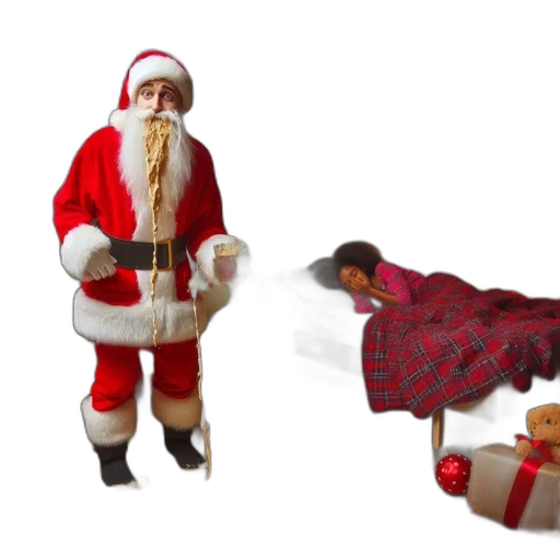 3d render, santa, claus, figure transparent PNG cut-out