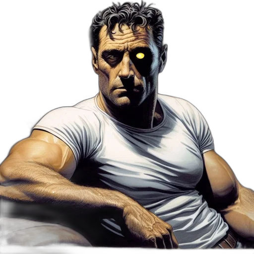 face, comic book art, concept art, photorealistic transparent PNG cut-out