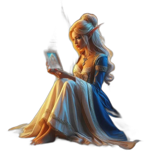 dress, staff, sword, fantasy art transparent PNG cut-out