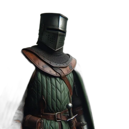 sword, staff, jacket, hat transparent PNG cut-out
