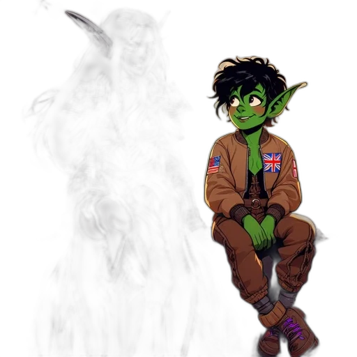 dragon, creature, jacket, staff transparent PNG cut-out
