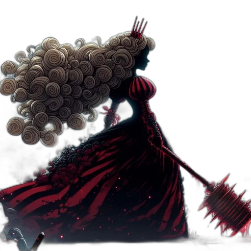 hair, dress, crown, staff transparent PNG cut-out
