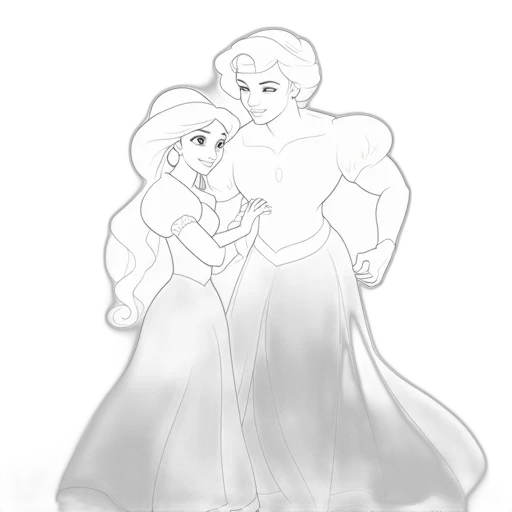 dress, crown, concept art, pencil sketch transparent PNG cut-out