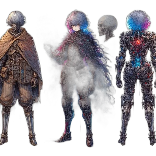 robot, concept art, cyberpunk, fantasy art transparent PNG cut-out