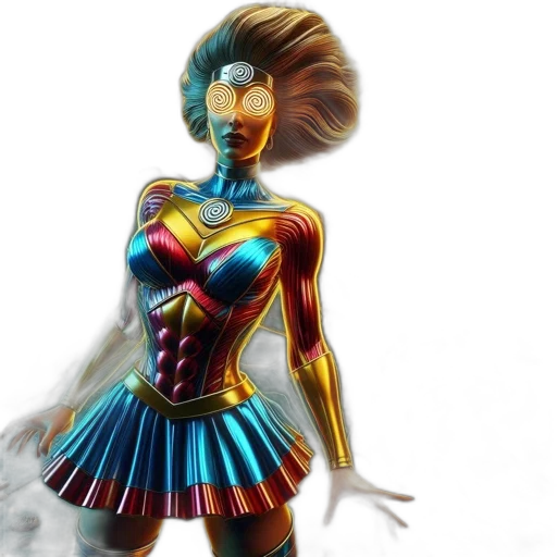 dress, robot, comic book art, 3d render transparent PNG cut-out