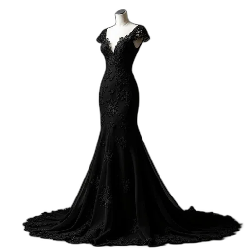 dress, dark, elegant, black transparent PNG cut-out